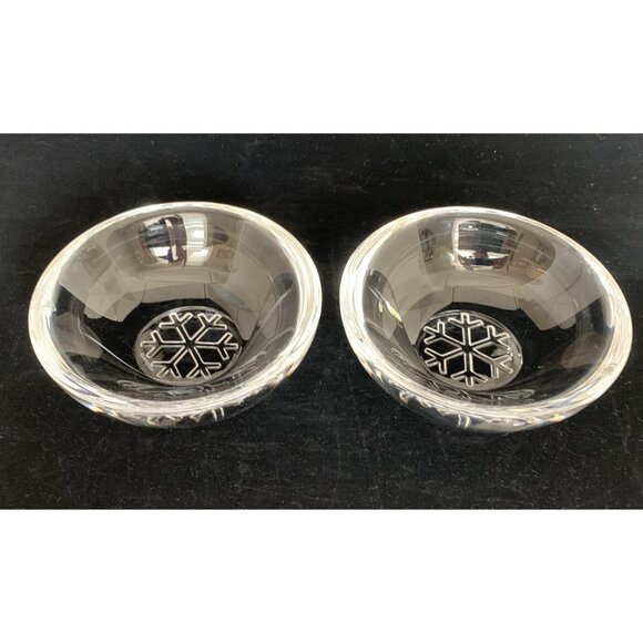 Orrefors Crystal Bowls Set of Two Sweetie Snowflake Pattern by Rytkonen 5.5" Dia - Picture 1 of 7